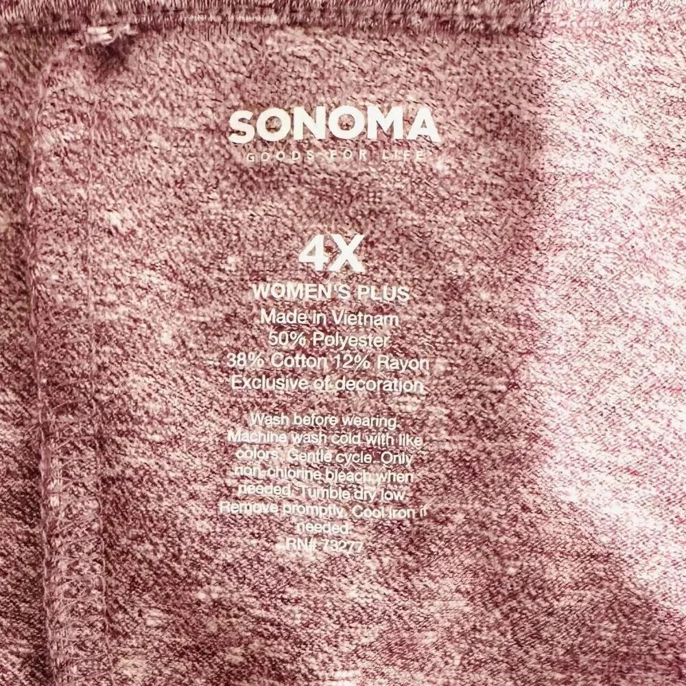 NWT SONOMA Women Short Sleeve Pull Over Elastic Waist Purple Shirt Top Size 4X - Picture 11 of 11